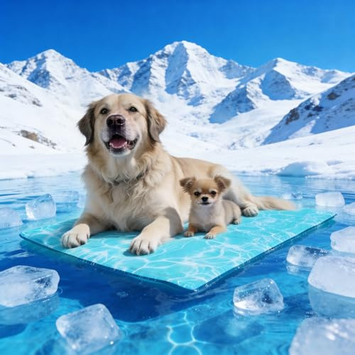 Pawtasy Kühlmatte Hund, Kühldecke für Hunde und Katzen, Kühlkissen mit ungiftigem Gel, selbstkühlende Hundekühlmatte für Haustiere, Kühlende Hundematte - XXL 120 x 80 cm