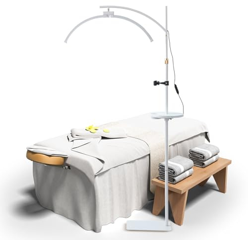 Tetipa LED Stehleuchte, 45W Wimpern Lampe Kosmetik Lampe für Wimpern, Einstellbares Licht 3-6000K, Lamp mit Telefonständer, Kosmetiklampe Mondlampe für Lesen Tätowieren