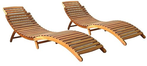Festnight Klappliege Doppelliege Outdoor 2 Personen Klappbar Doppel Sonnenliege Holz Gartenliege Sonnenbett Liege Outdoor Holzliege Massivholz Akazie