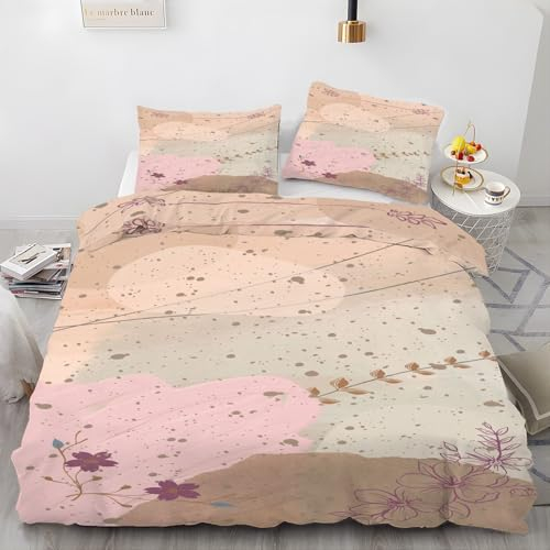 EXSANLIEAY Anlage Bettwäsche 200x200 - Muster Wendebettwäsche, Weiche & Atmungsaktiv Microfaser Bettbezug + 2 Kissenbezug 80x80, Angenehme bettwäsche-Sets, 3 Teiligmit Reißverschluss