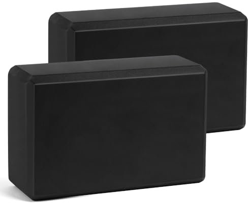 flintronic Yoga Block, Erwachsene Yogablock im 2er Set, Hochdichter Eva-Schaum, umweltfreundlich und leicht, Hartschaum, rutschfest, Ideal für Pilates, Pilates, Meditation (Schwarz)