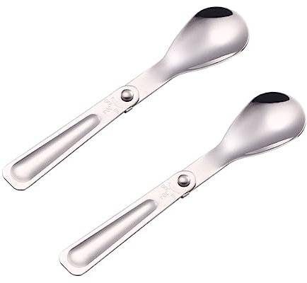 BRIGHTFUFU 2stücke Faltbare Edelstahl Löffel Klappbar Mit Platz Sparendem Design Rostfrei Und Vielseitig Für Reisen Picknick Camping Und Outdoor-aktivitäten Geeignet