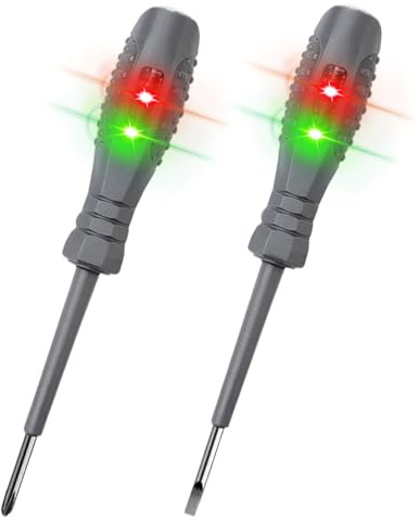 2 in 1 High Torque Strong Magnetic Screwdriver Electricity Detector | Non-Contact Two-Color Screwdriver Photoelectric Pen 12V-250V Voltage Tester, Flathead + Crosshead