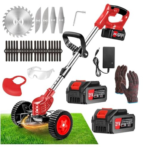 OISE ART STORE Trade Shop - Decespugliatore A Batteria 21v Tagliabordi Elettrico Altezza Regolabile per Giardini -