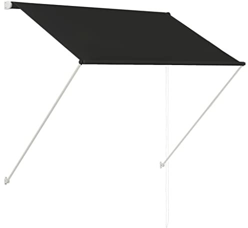 Tenda da sole retrattile 150 x 150 cm, colore antracite, telaio in acciaio e tessuto 100% poliestere con rivestimento PA, perfetta per terrazza e giardino, protezione UV e durevole