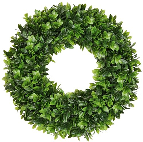 FPROOM 20 Boxwood Wreaths for Front Door,Artificial Spring Wreaths for Wall Window Porch Home Farmhouse St Patricks Day Indoor Outdoor Decoration,Suitable DIY Wreath for All Season (1, Mixed)
