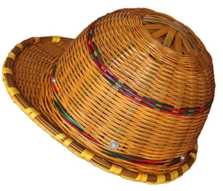 DIYEAH Casque de Sécurité en Bambou Jaune Ventilations, Bord Court, pour Chantiers de Construction, Chapeau de Protection Léger et Respirant