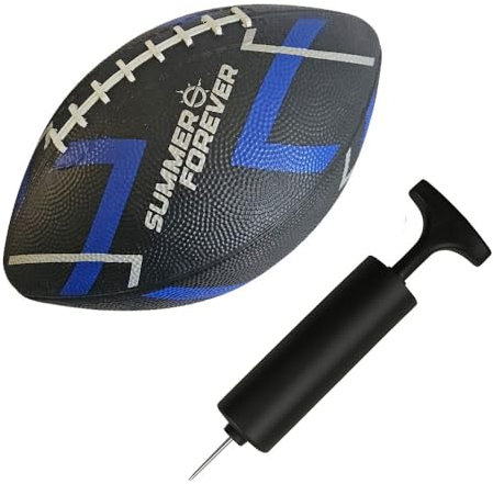 Pallone Mini Rugby con Gonfiatore e Ago – PVC Doppio Strato Antiscivolo – Resistente per Spiaggia, Parco e Aree Gioco (BLACK)