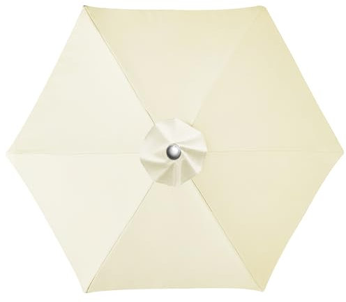 LUSCHEER Replacement Parasol Canopy Waterproof, Parasol Replacement Canopy Cover Patio Umbrella Cloth for 2m 6 Ribs Diameter Large Patio Umbrella Weatherproof UV-Anti, Beige