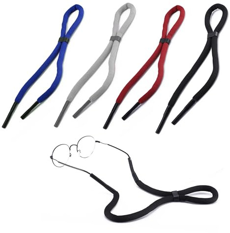4 fasce per occhiali Laccio per occhiali Bambini bambini Cinghie Regolabili per Occhiali da Sole Grigio Nero Arancione Blu Diametro del foro 5 mm Per i cinturini degli occhiali sportivi (Colorato4)