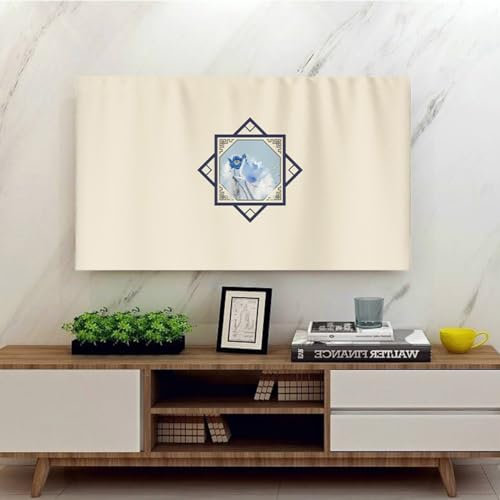 TV Dust Cover Anti Slip Heat Dissipation Cover Crystal Velvet Fabric TV Cover For Wall Mounted Hanging Cover TV Accessories(Size:65IN,Color:A)
