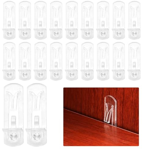 SPEEDWOX 20pcs Plastic Locking Shelf Support Pegs 6.9mm Shelf Pins Self-Locking Bracket Clips Clear Shelfs Pegs for Kitchen Cabinet Furniture Book Shelves Medicine Cabinet Wardrobe Closet Cupboard