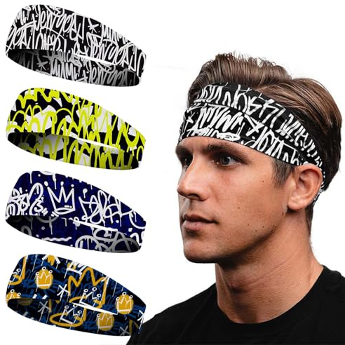 Sport Stirnband Herren 5 Pcs Schweißband Stirn,Stretchy Haarband Schweißabsorption Atmungsaktiv Haarreif Männer Geeignet Für Bewegung,Fitness,Laufen