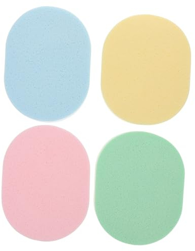 iplusmile Spugne Per Viso Ovali 4 Pezzi, Spugna Esfoliante Morbida e Riutilizzabile Per Pulizia Profonda, Rimozione Trucco e Sebo, Spugna Portatile Detergente Per Viso, Per Donne e Ragazze