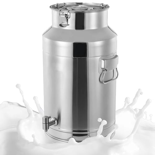 Adima 304 Seau À Lait en Acier Inoxydable avec Robinet Et Couvercle Scellé pichet à lait robuste pot à lait avec grande capacité Pour charge lourde,20L