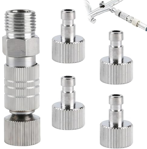 5Pcs Kit d'Adaptateur de Déconnexion Rapide pour Aérographe, Raccord métallique à Déconnexion avec Connecteurs Mâles et Femelles de 1/8 Pouce, Accessoires pour Aérographes et Compresseurs