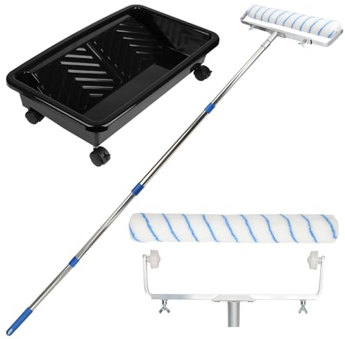 Farbroller Set, 45cm Farbrollen mit Farbwanne, Farbroller mit Teleskopstange für Streichen von Möbeln, Wänden, Decken Oder Anderen Heimwerkerprojekten