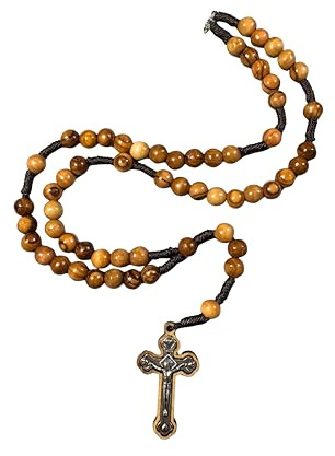 Made from Holy Land Olive Wood - Christian Prayer Rosary with Crucifix – Handcrafted in the Bethlehem & Jerusalem, Includes Certificate of Authenticity