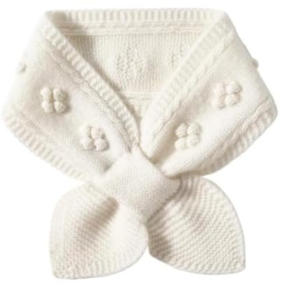 Bascabeen Winter Soft Cashmere Knit Scarf for Women Warm Pashmina Neck Warmer Eyelet Knitted Scarf Outdoor Wear (Milky White)