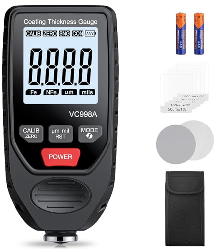 BINTA Paint Thickness Gauge for Cars, Digital Coating Thickness Meter with Fe/NFe Probe, Backlit LCD, Auto Calibration, Precision Mil Detection Gauge for Used Car Buyers, Auto Detailing & Body Shops