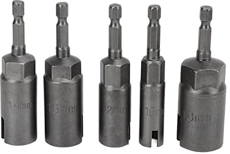 5 uds. de llave para tuercas ala con vástago hexagonal de 1/4 de pulgada, juego de llaves inglesas para tuercas ala ranuradas en tamaños de 10–18 mm para taladro eléctrico, tornill