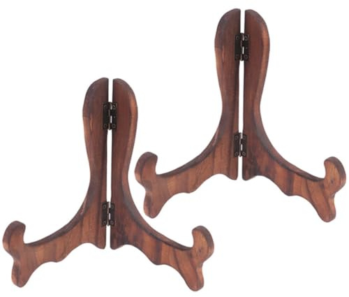 TOYZFRIENDY Cavalletto Espositore in Legno 2 Pezzi e Cornici | Supporto , Superficie Liscia Bordi Arrotondati, Colore Caffè,