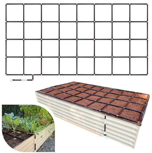 Garden In Minutes Garden Grid Watering System | Preassembled Drip Irrigation, Soaker Hose & Sprayer Style kit, in one | Square Foot Gardening, Raised Beds, Planters or Ground Level - 4x8 (44x88)