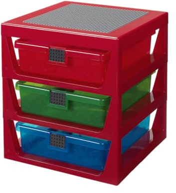 LEGO Aufbewahrungsregal mit 3 Schubladen, Einheitsgröße, Rot