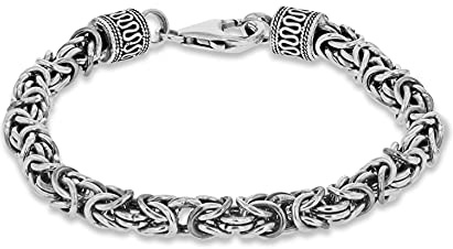 Tuscany Silver Unisex-Armband Sterlingsilber 6 mm rhodiniert oxidiert 6 mm Königsarmband 20 cm, 20 cm, Metall