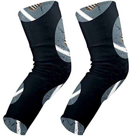 EZIOLY - Ginocchiere imbottite con palloni da calcio su sfondo blu navy, per basket, calcio, pallavolo, pallavolo, a nido d'ape