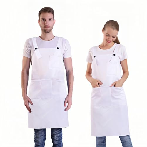 BIGHAS H-Stil Schürze mit Tasche für Damen und Herren, verstellbar, große Größe, bequem, Küche, Zuhause, Kochen, 12 Farben