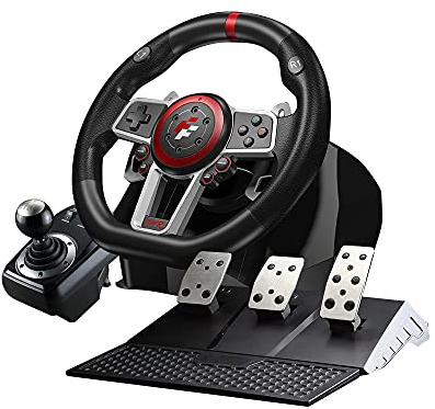 Flashfire Suzuka 900R FORCE FEEDBACK racing wheel set with Clutch pedals and H-shifter for PC, PS3, PS4, Xbox 360, XBOX ONE, XBOX X/S and Nintendo Switch
