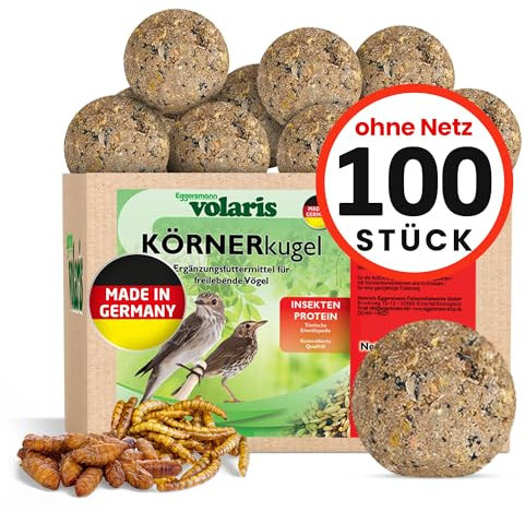 Eggersmann volaris Meisenknödel ohne Netz mit Insekten 100 Stück [Protein] 9 kg | Körnerkugel für Wildvögel | Nährstoffreiches Ganzahresfutter für alle Vogelarten | Vogelfutter Wildvögel ganzjährig