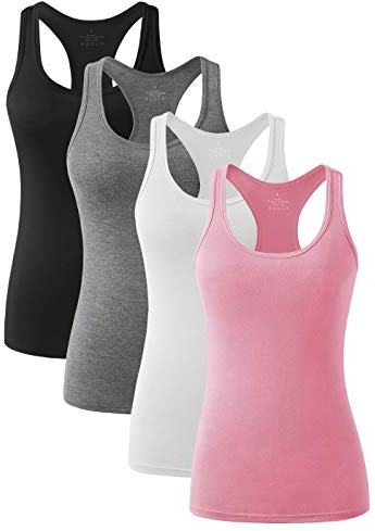 vislivin Sport Tank Tops Damen Workout Tanktops Racerback Yoga Atmungsaktives Shirts-4er Pack