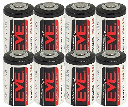 EVE ER14250 Lot de 8 piles au lithium 1/2 AA 3,6 V
