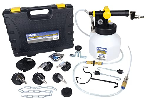 Mityvac MV7840 Hydraulic Brake and Clutch Pressure Brake Bleeding Kit, Air-Operated, 2.5 Quart Reservoir, MVA575 Flex Hose with Control Valve/Wand, Isolated Flow Control, Master Cylinder Adapter Kit
