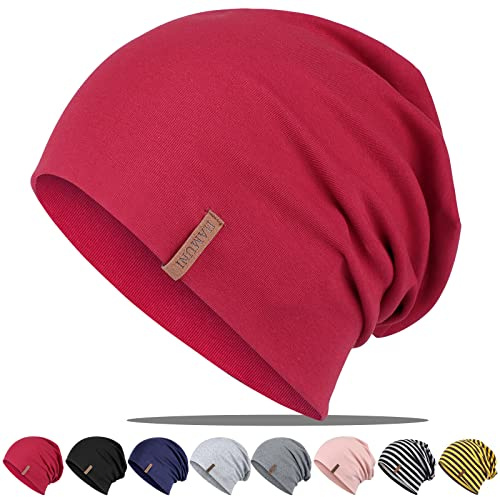 HAMUNI Mütze Damen Herren Baumwolle Slouch Beanie Mütze Leichte Dünne Mütze | Weich Atmungsaktiv Universell einsetzbar als Laufmütze, Alltagshut oder Chemo-Mütze für Alle Jahreszeiten