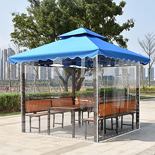 1.6m x 7m Pareti Laterali con Finestra, PVC Trasparente Tende da Esterno in Vinile Antistrappo Antivento con Occhielli, Tenda Impermeabile per Autolavaggio Gazebo Giardino Tendone