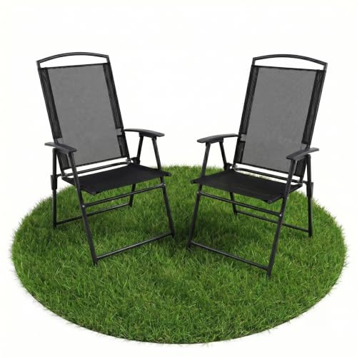 VCM 2er Set Gartenstuhl | Stuhl-Maße ca. H. 105 x B. 61 x T. 56 cm | Hochlehner | gespanntes Netzgewebe garantiert bequemes Sitzen | Alu Hochlehner Balkonstuhl