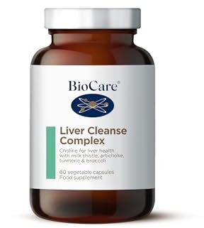 BioCare Liver Cleanse Complex | Choline, Milk Thistle, Artichoke & Turmeric | Detoxification, Liver Health, Digestion & Cholesterol Balance - 60 Capsules