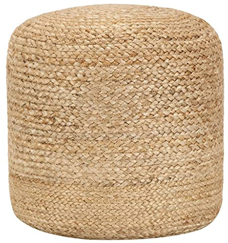Makastle Handgefertigter Pouf Hocker Rund Sitzpouf Sitzhocker Sitzpuff Fußhocker Strick Puff Hocker für Wohnzimmer, Schlafzimmer, 40 x 45 cm Jute