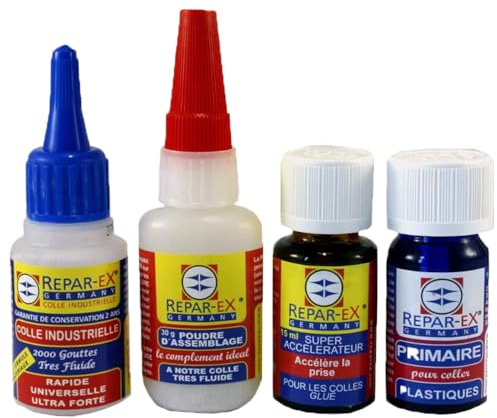 BRICOLAGEPRO - Lot de 4 Produits de Collage Repar-ex - Colle Forte Professionnelle - Kit Professionnel de Collage - Colle Forte Reparex