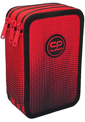 CoolPack XXL Federtasche Federmappe 3-Fach Schulstiftetui, dreifaches Federmäppchen, Federmäppchen Jungen| Ombre Gradient Cranberry Federmäppchen 44-teilig gefüllte Schüleretui 3-stöckig