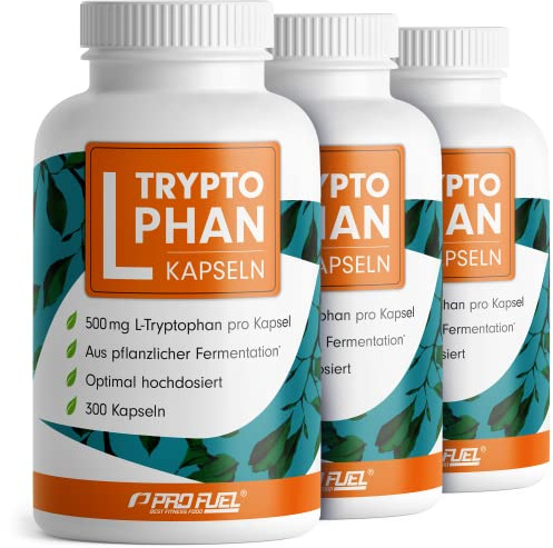 L-Tryptophan hochdosiert - 900 L-Tryptophan Kapseln - 500mg Tryptophan je Kapsel - Tryptophan aus pflanzlicher Fermentation - laborgeprüft mit Zertifikat - 100% vegan - 3x300 Kapseln