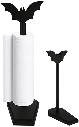 Porta Salviette di Carta Pipistrello, Legno Gotico Porta Asciugamani di Carta di Halloween Nero Porta Asciugamani di Carta Stand Up Piano di Lavoro Decorazione di Halloween per Bagno Cucina