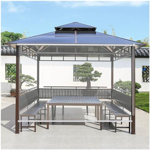 Durchsichtige Vinyl-rollos, Transparente Wasserdichte Pvc-rollläden, Thermisch/regendicht Fenstervorhänge, Seitenzugrollos, Außenrollos Jalousien Für Garten Pergolen Veranden,WxH-140x220cm/55*86.6in