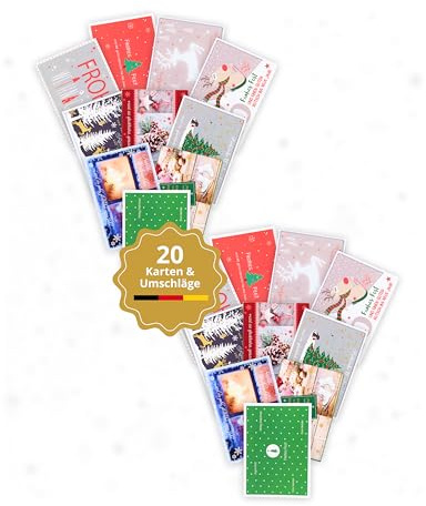 Eigenart® Weihnachtskarten mit Umschlag (20 Stück) - Hochwertiger Druck - Ideal als Grußkarten für Familie und Freunde - Weihnachtskartenset, Weihnachtskarte mit Spruch - Deutsches Unternehmen