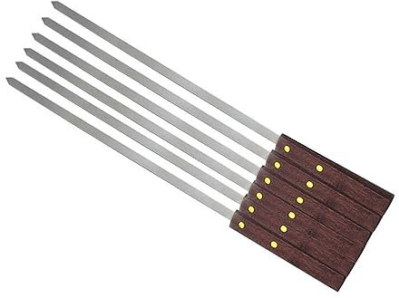 Brochettes de kebab, 60 cm, grandes brochettes de barbecue, fourchette de barbecue à long manche en acier inoxydable, style brésilien, shish kebab, brochette de barbecue turque (couleur : 2 pièces)