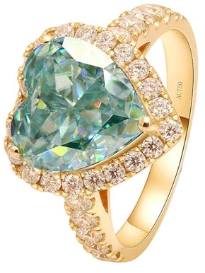 Whoiy Trauringe Gold 585, 4ct Moissanite Verlobungs Eheringe Damen Halo Elegant Echt 14 Karat Gelbgold Hochzeitsringe für Frauen Größe 61 (19.4)
