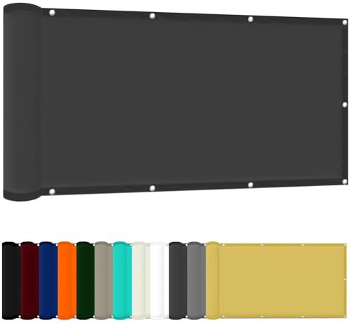 Schattiernetz mit Ösen 65 x 100 cm Wasserdicht Rechteckig Balkon Sichtschutz Uv-Schutz-Polyestergewebe mit Seil Sonnenschutz Markise für Balkon Terrasse Und Garten, Dunkelgrau
